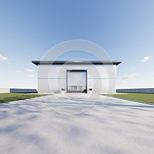 3d rendering of exterior of commercial building for industrial background