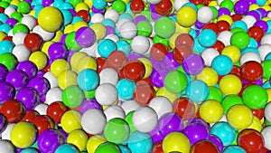 3d rendering of falling colorful balls isolated on white