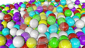 3d rendering of falling colorful balls isolated on white background