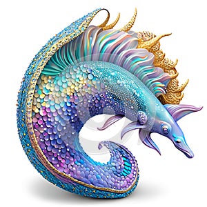 3D rendering of a fantasy dragon isolated on a white background. AI Generated