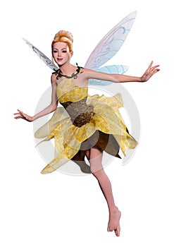 3D Rendering Fantasy Fairy on White