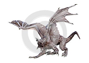 3D Rendering Fantasy Vampire Dragon on White