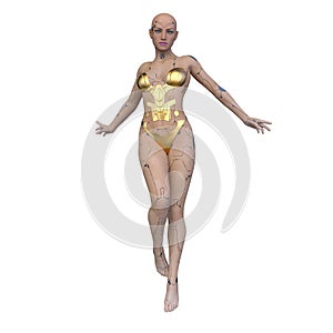 3D rendering of a female cyborg
