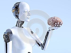 3D rendering of female robot artificial intelligence concept