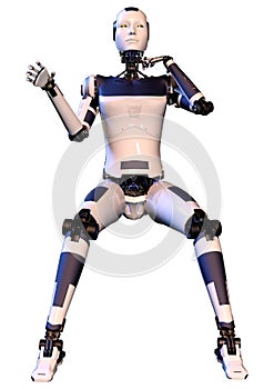 3D Rendering Female Robot on White