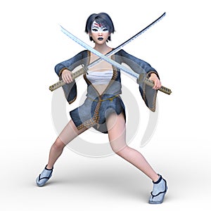 3D rendering of female swordman