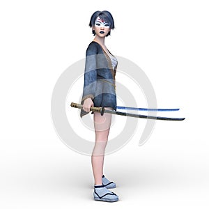 3D rendering of female swordman