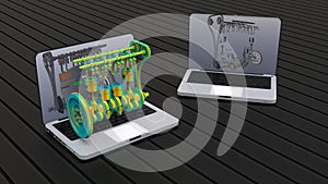 3D rendering - finite element analysis 4 in line engine