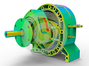 3D rendering - finite element engine  shaft