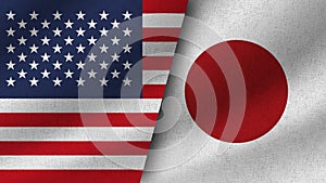 3D rendering of the flags of the United States and Japan