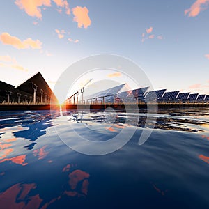 3d rendering of floating solar with sky background