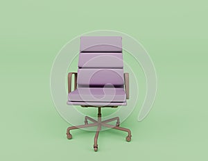 3d rendering of Front view of Professional modern office chair , desk Armchair, isolated on pastel colors, minimal scene