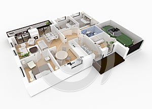 3d rendering of furnished home