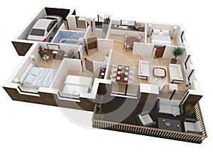 3d rendering of furnished home