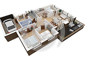 3d rendering of furnished home