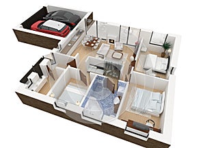 3d rendering of furnished home