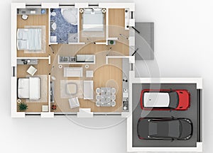 3d rendering of furnished home