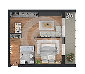 3d rendering of furnished home apartment