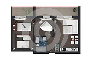 3d rendering of furnished home apartment