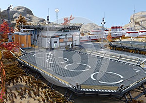 3D Rendering Futuristic Airdrome