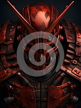 3d rendering of a futuristic robot with a red helmet