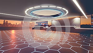 3d rendering of futuristic showroom.