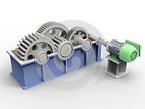 3D rendering - gear reducer without top cover