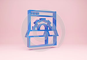 3D rendering gear setting in folder. Repair service tool icon. Minimal setting icon on pink background.