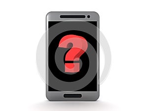 3D Rendering of generic smartphone with question mark on it