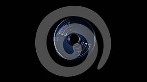 3d rendering glass symbol of compact disc isolated on black with reflection