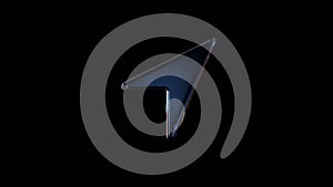 3d rendering glass symbol of compass needle  isolated on black with reflection