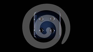 3d rendering glass symbol of dice four isolated on black with reflection