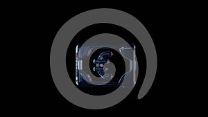 3d rendering glass symbol of euro  isolated on black with reflection