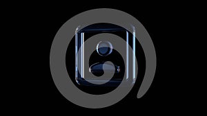 3d rendering glass symbol of photo  isolated on black with reflection
