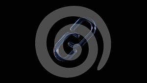 3d rendering glass symbol of unlink isolated on black with reflection