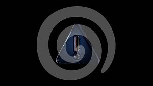 3d rendering glass symbol of warning  isolated on black with reflection