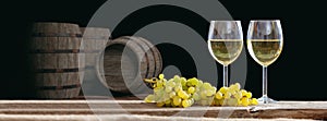 3d rendering glasses of wine on dark background