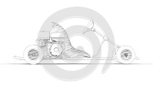 3d rendering of a go kart isolated in white studio background