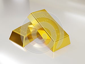 3D Rendering, Gold bars on white background for financial and investment concept