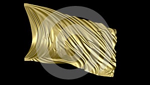 3D rendering of golden fabric. The fabric develops smoothly in the wind