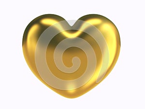 3D Rendering Golden heart shape