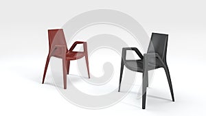 3d rendering good design black and red chair