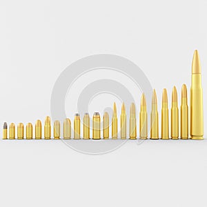 3d Rendering of  Group of Pistol/Rifle Cartridges