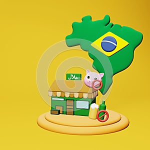 3d rendering of halal and haram food and beverage culinary tourism in Brazil