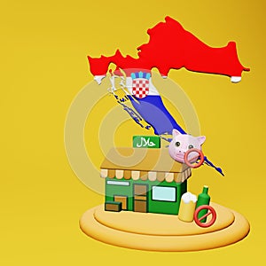 3d rendering of halal and haram food and beverage culinary tourism in Croatia