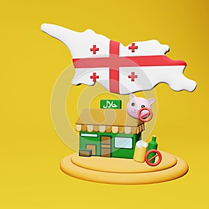 3d rendering of halal and haram food and beverage culinary tourism in Georgia
