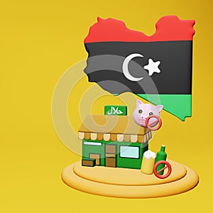 3d rendering of halal and haram food and beverage culinary tourism in Libya