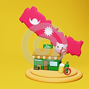 3d rendering of halal and haram food and beverage culinary tourism in Nepal