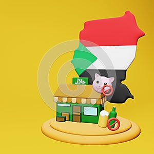 3d rendering of halal and haram food and beverage culinary tourism in Sudan
