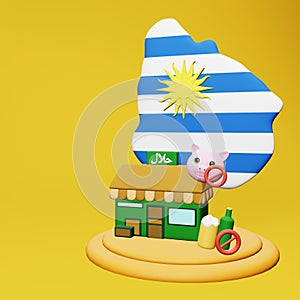 3d rendering of halal and haram food and beverage culinary tourism in Uruguay